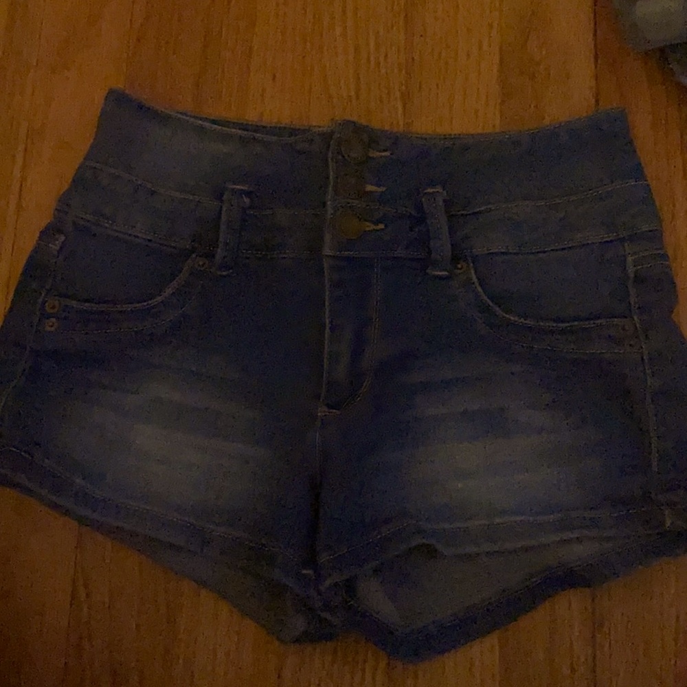 high rise dark blue size 1 jean shorts